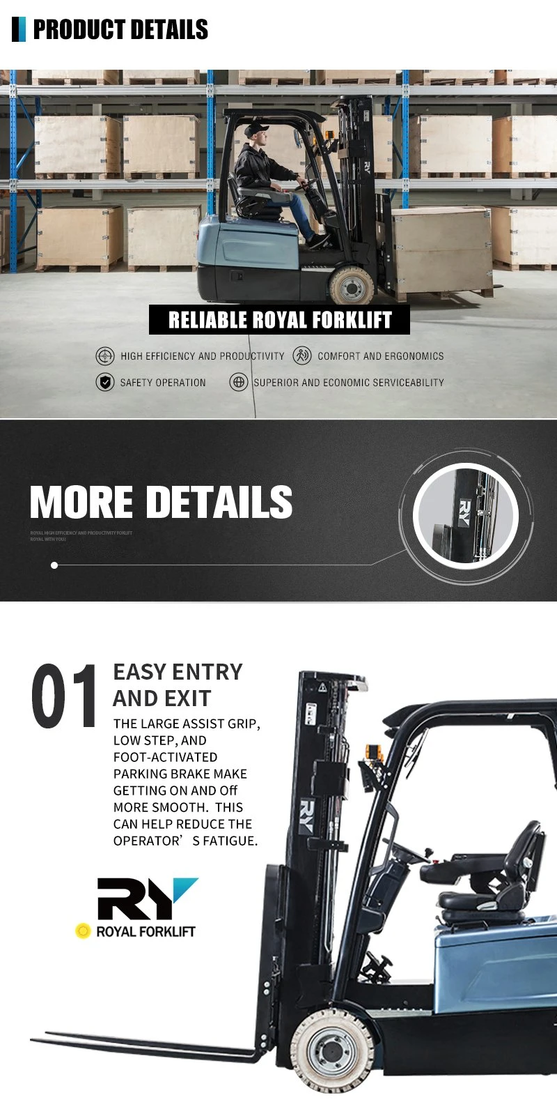 3000-6500mm AC Motor Royal Standard Export Packing Semi Electric Forklifts Forklift