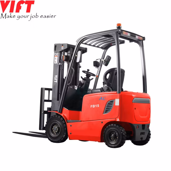1 Ton Semi Electric Pallet Stacker Mini Electric Forklift with Side Shift, Triplex Mast, Paper Roll Clamp